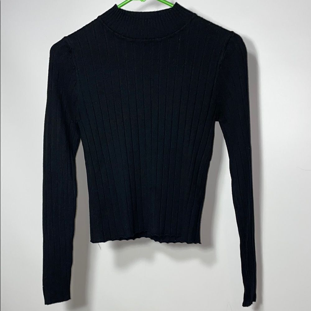 Forever 21 Black cropped Ribbed Knit Women's Top